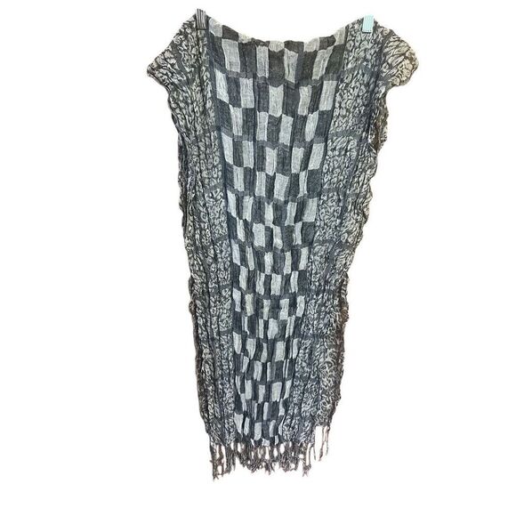 No Brand Fringed Scarf Gray, charcoal. Black 19/66 NIP ** - Picture 1 of 4